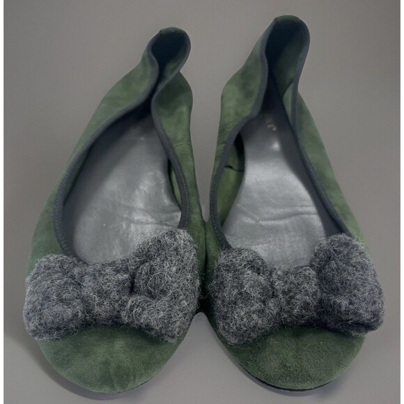 Sundance Fanfare Green Suede Bow Flats Size 38 (US 7.5) Preppy Teacher Office - Picture 2 of 5